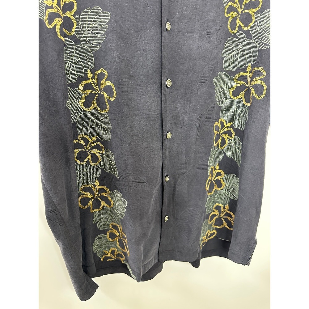 Tommy Bahama 100% Silk SS Floral Button Down Shirt Faded Black Mens XL Coastal - Picture 5 of 10